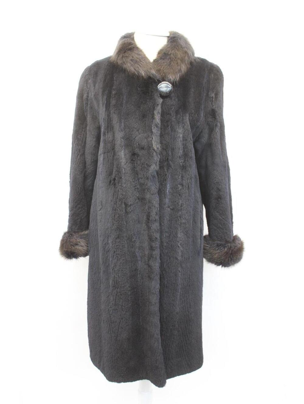 Excellent Blue Sheared Raccoon Fur Coat Jacket Women Woman Size 6 Small